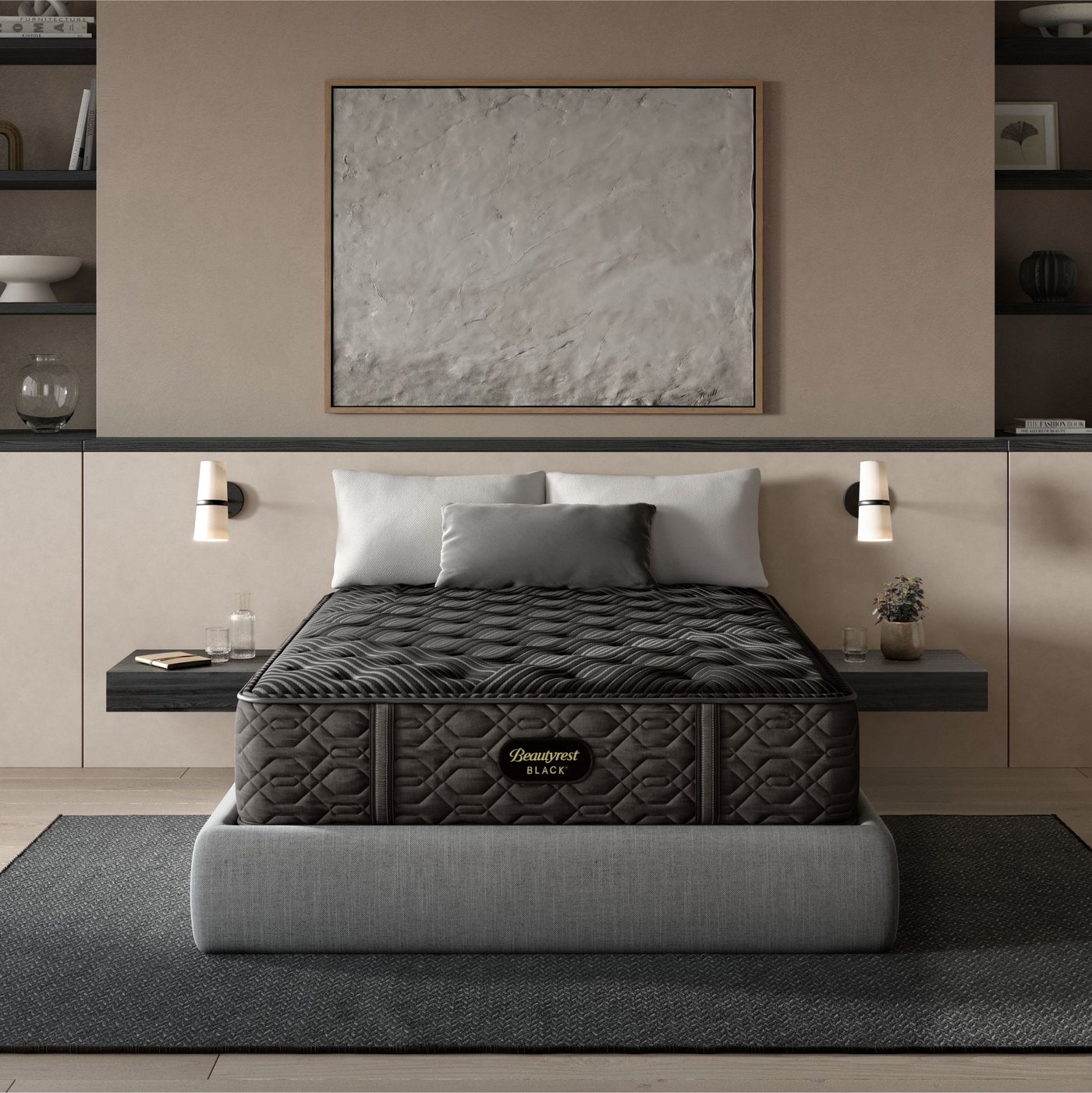 Beautyrest Black Series One mattress styled in a bedroom