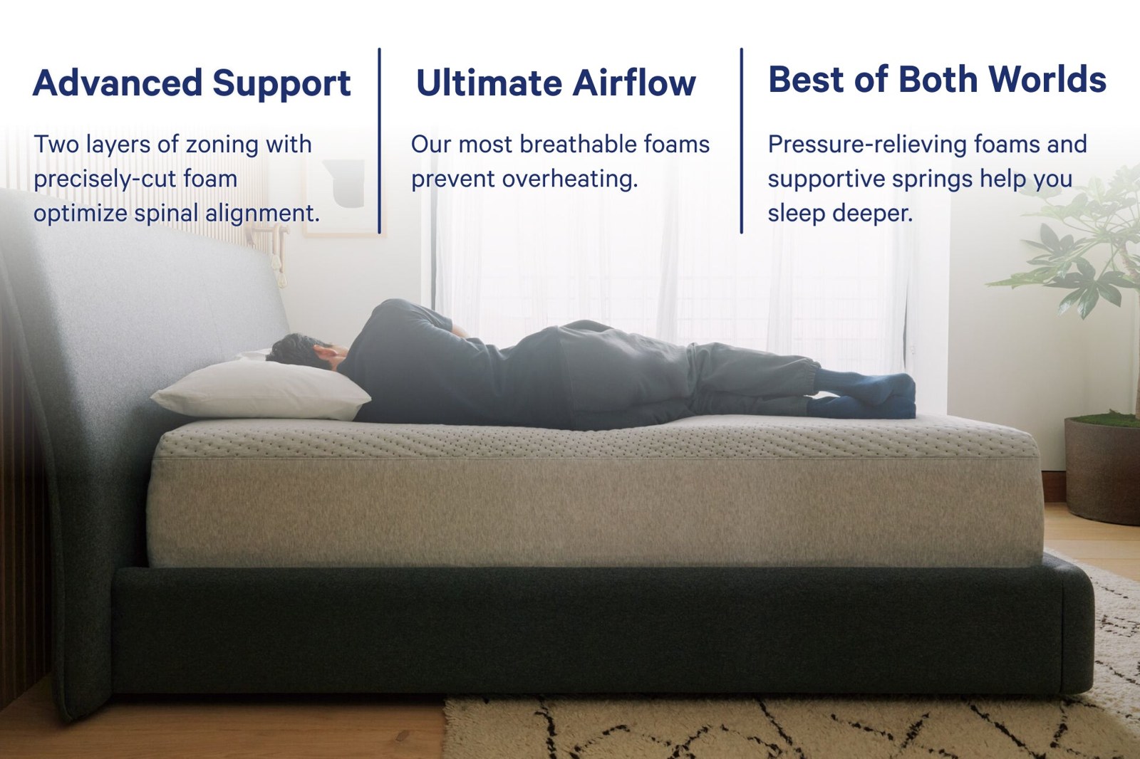 Close view of the Casper Dream Max Hybrid cover and comfort layers