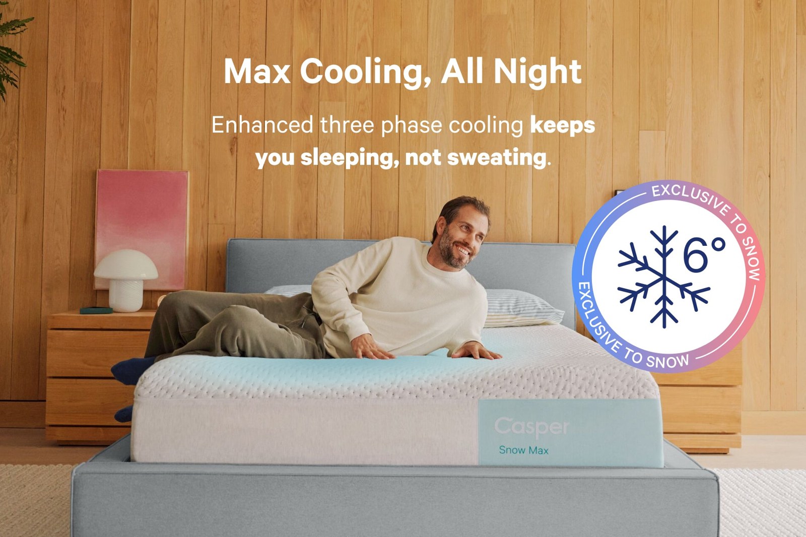 Close view of the Casper Snow Max Hybrid cover and comfort layers