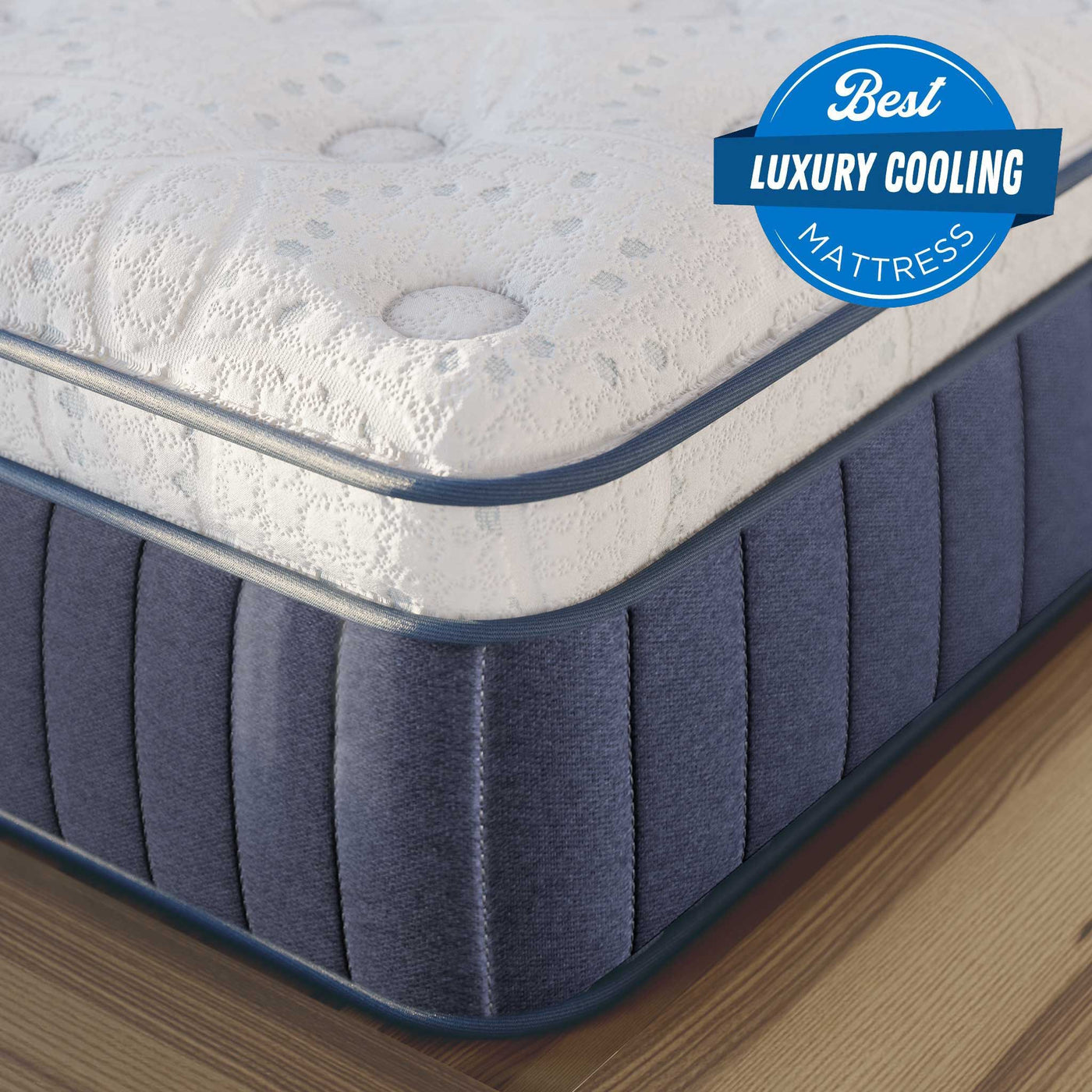 Close-up of the Flurry Lux cover fabric and stitching