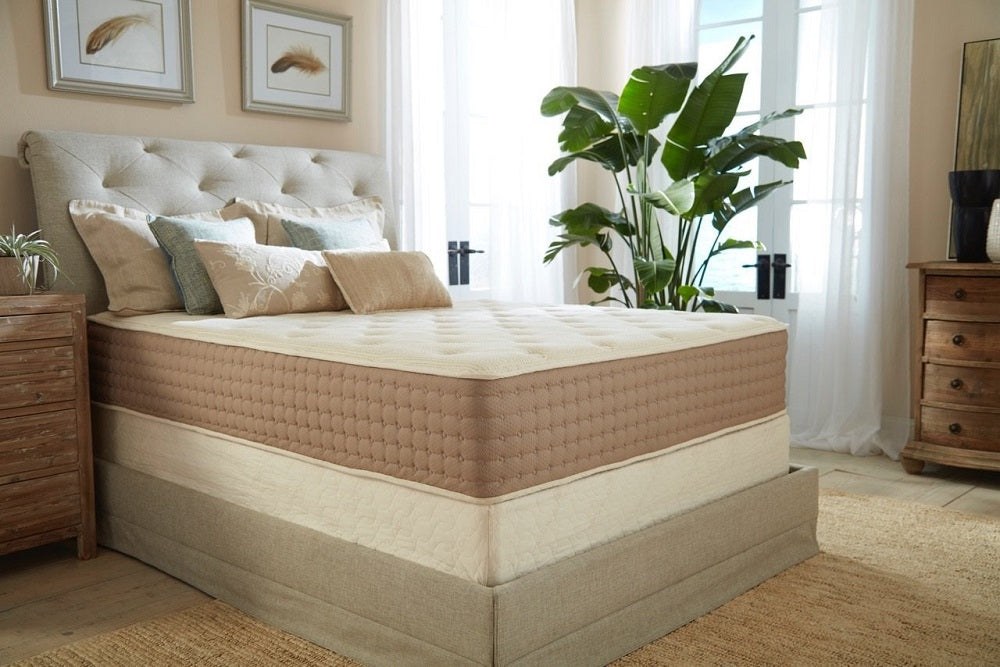 Eco Terra Latex Hybrid mattress styled in a bedroom
