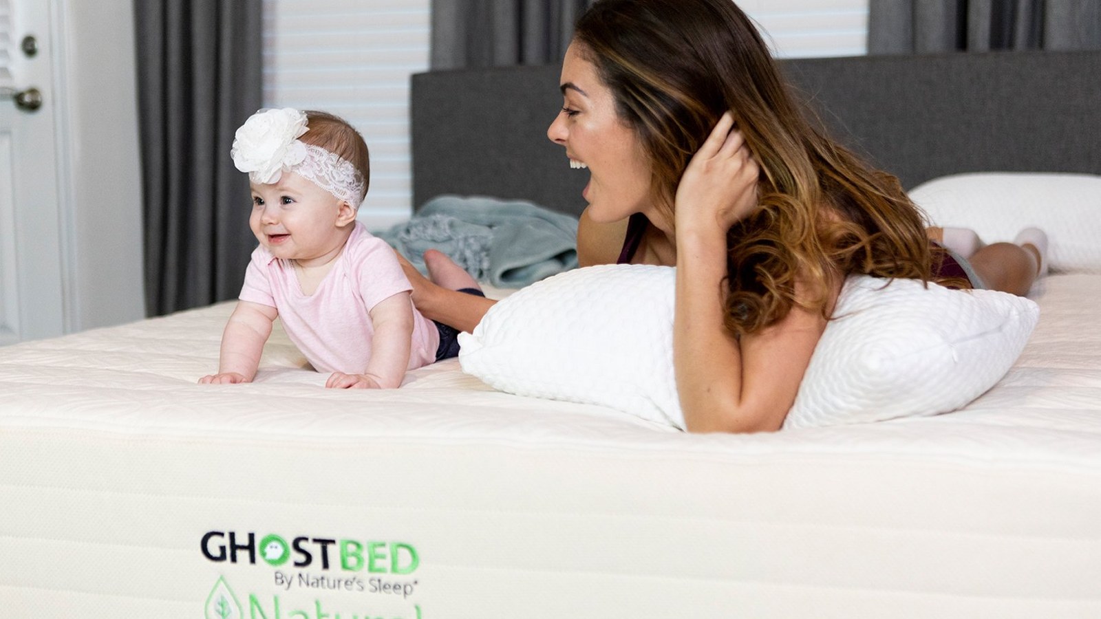 GhostBed Natural mattress styled in a bedroom