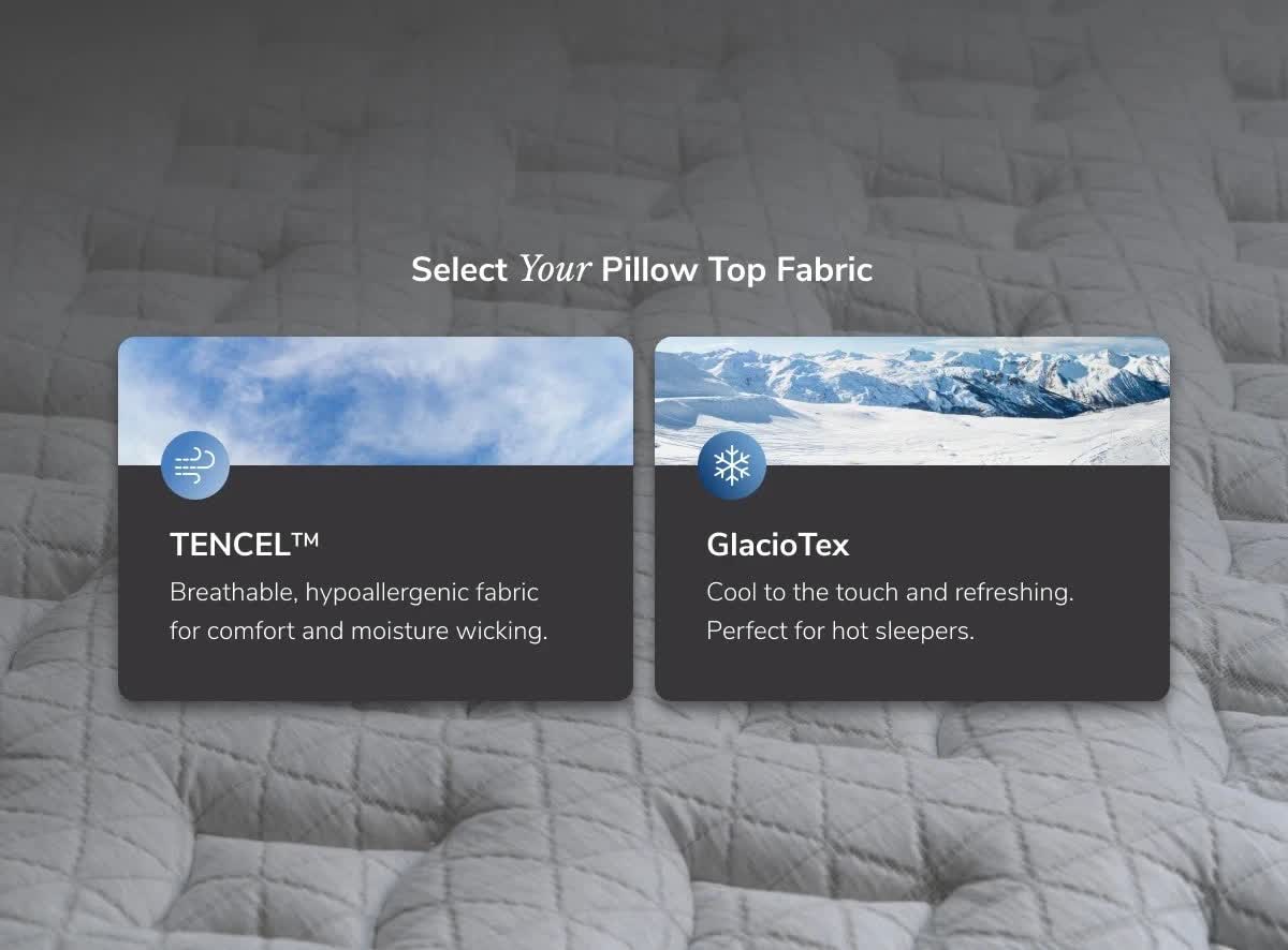 Helix Midnight Luxe pillow-top fabric options, TENCEL and GlacioTex