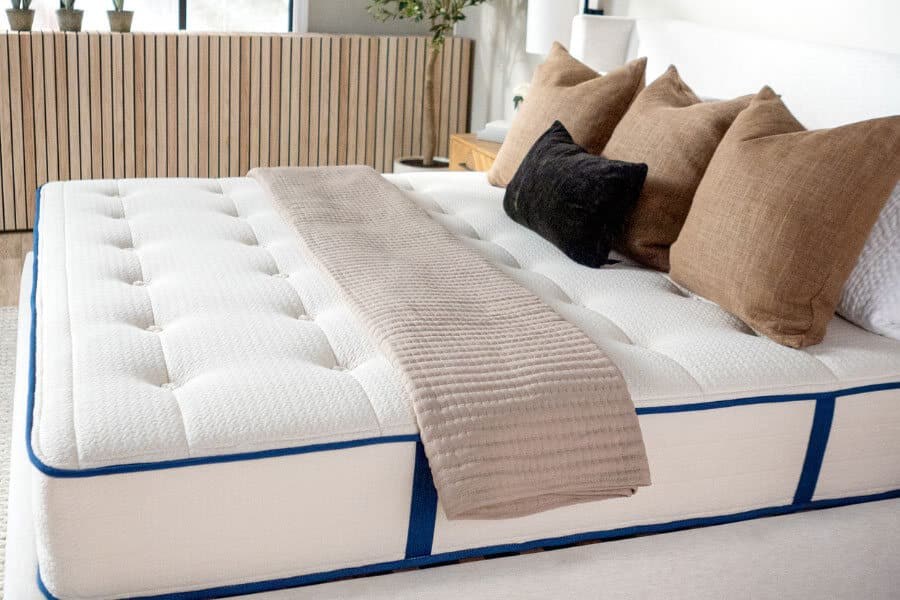 Close view of the My Green Mattress Natural Escape cover and comfort layers