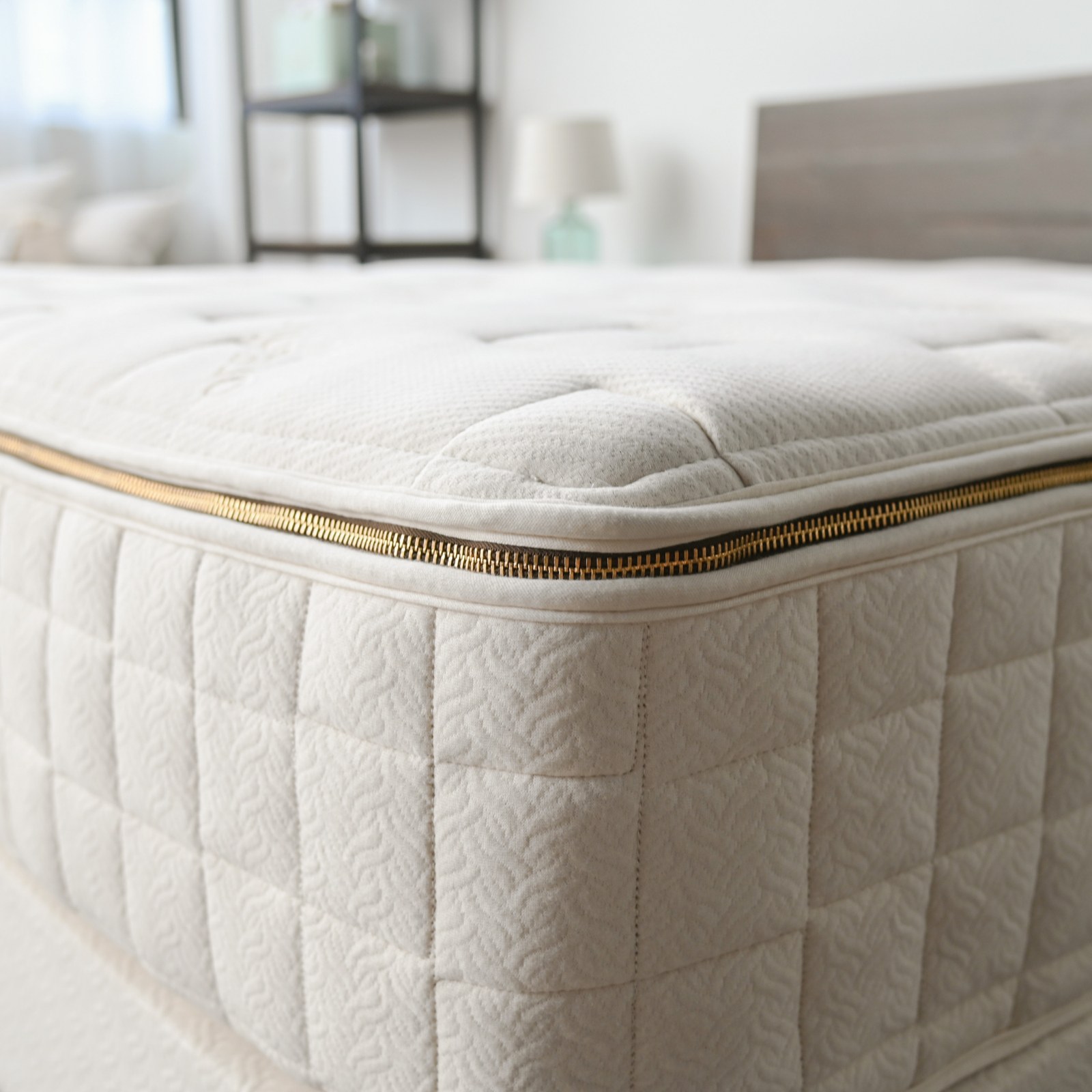 Naturepedic EOS Trilux Organic mattress photographed from the side