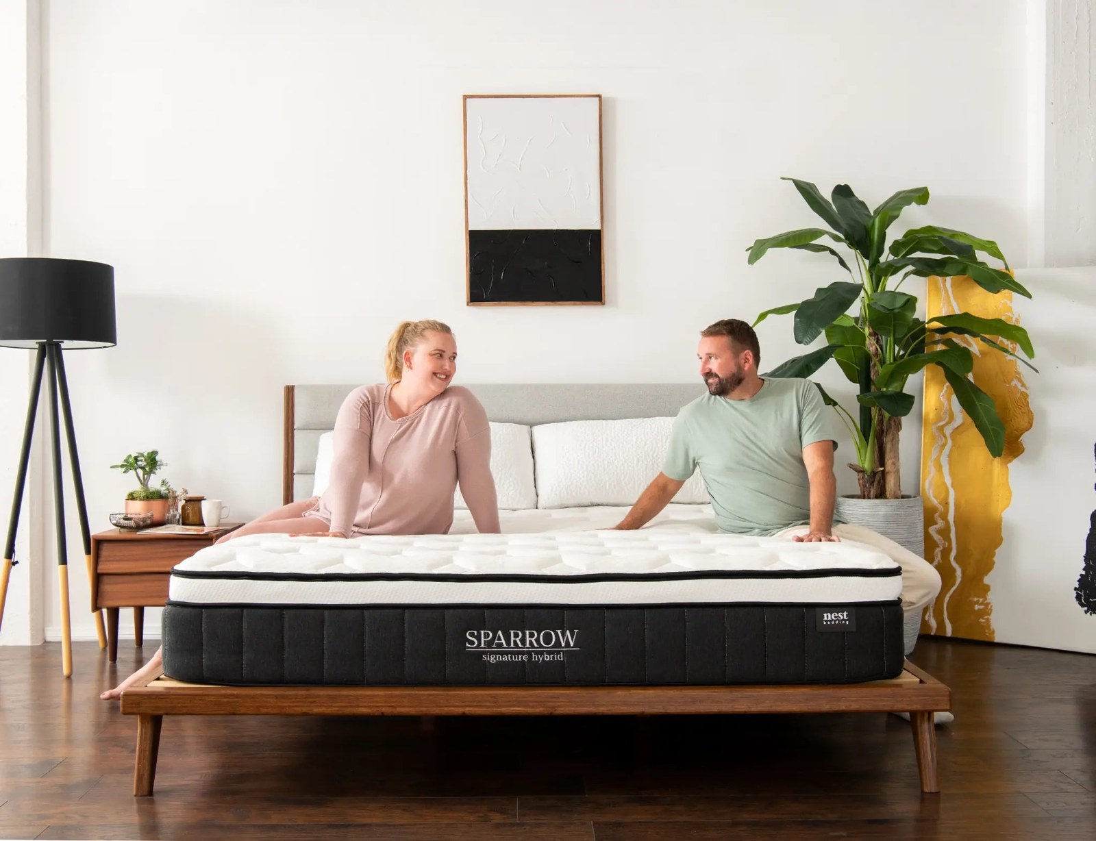 Nest Bedding Sparrow mattress styled in a bedroom