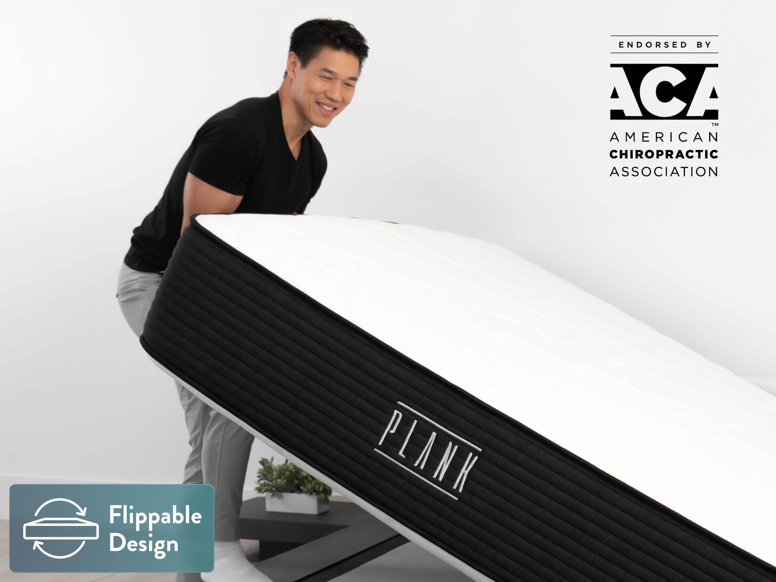 Plank Firm mattress photographed from the side
