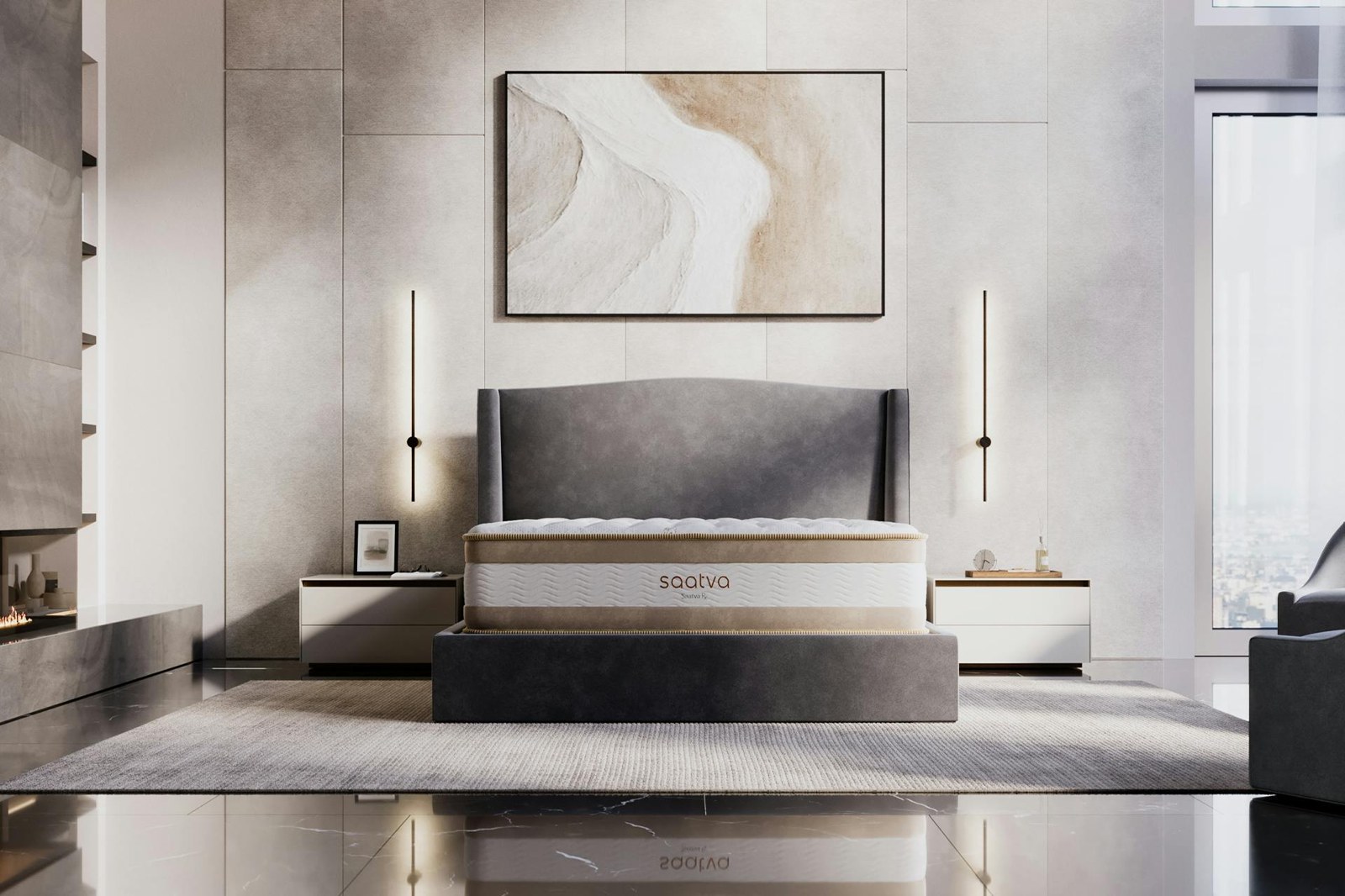 Saatva RX mattress photographed from the side