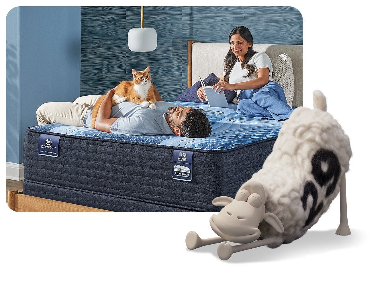 Close view of the Serta iSeries Hybrid cover and comfort layers