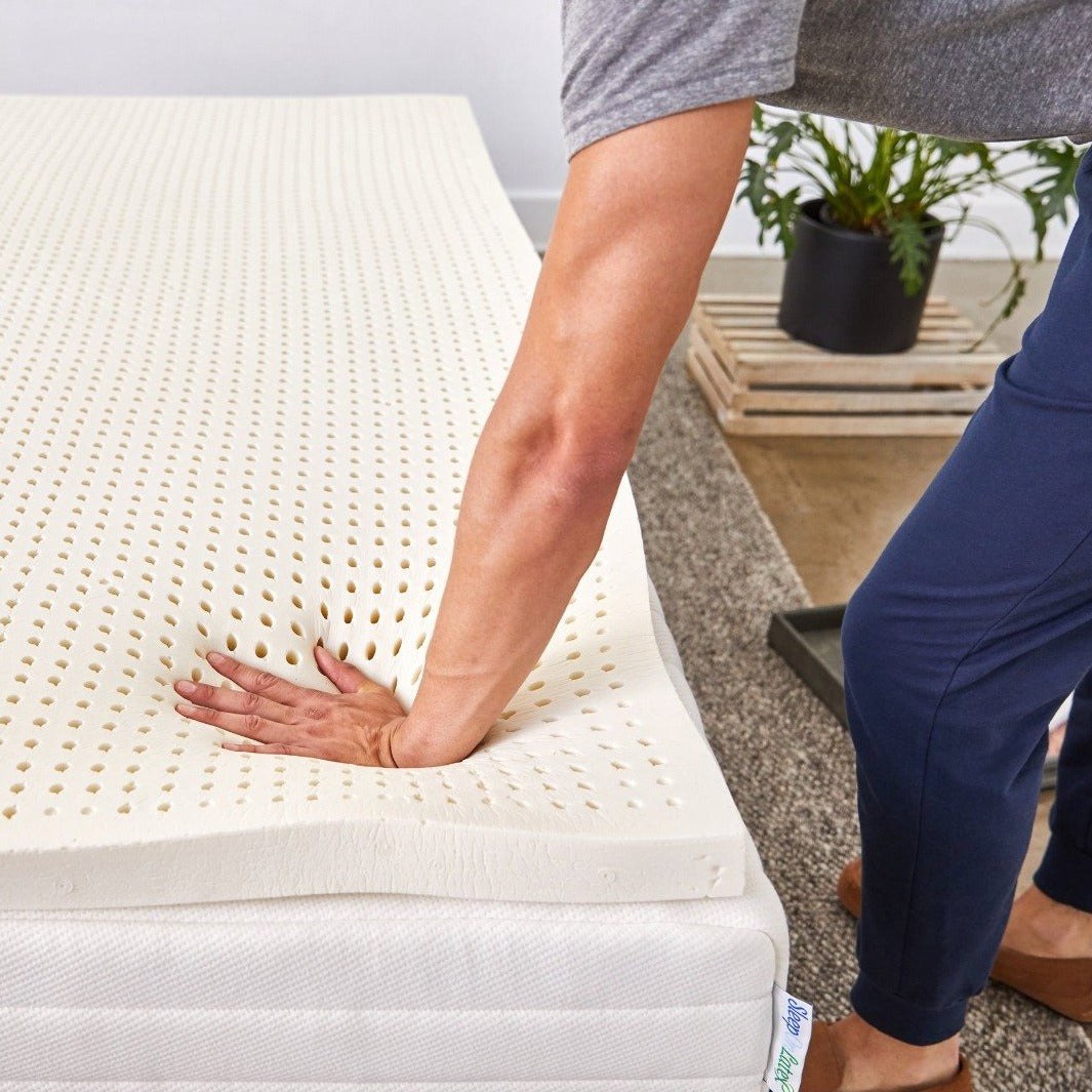 Sleep On Latex Pure Green mattress styled in a bedroom