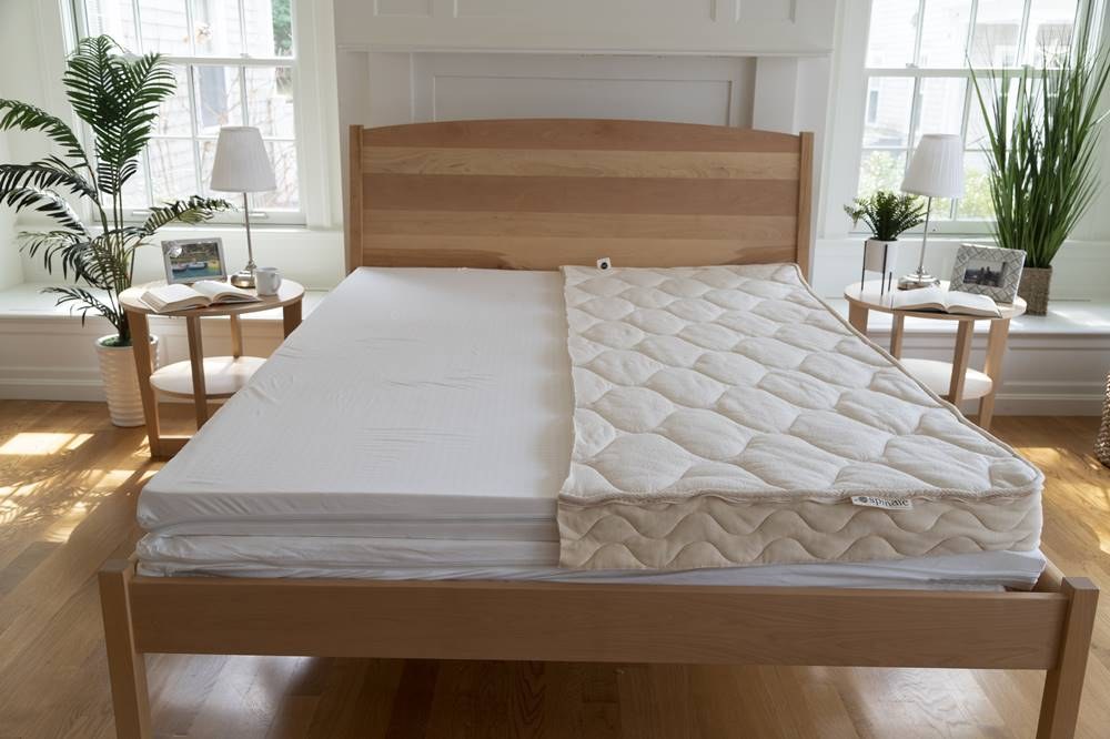Spindle Organic Latex Mattress mattress styled in a bedroom