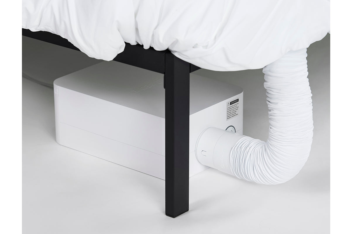 BedJet 3 installed under a bed frame