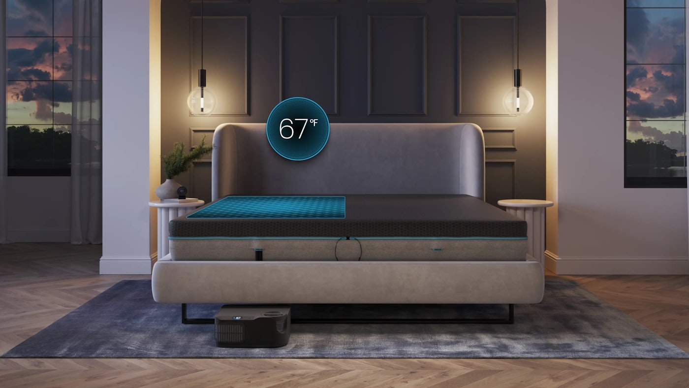 Chilipad 2.0 cooling pad on a bed